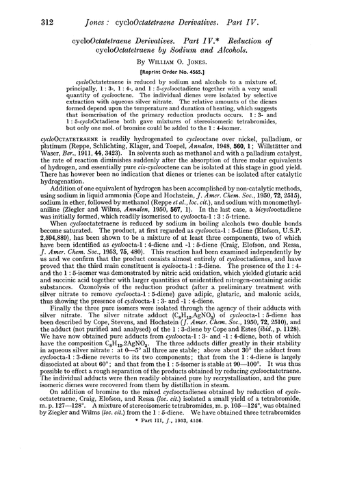 cycloOctatetraene derivatives. Part IV. Reduction of cycloOctatetraene by sodium and alcohols