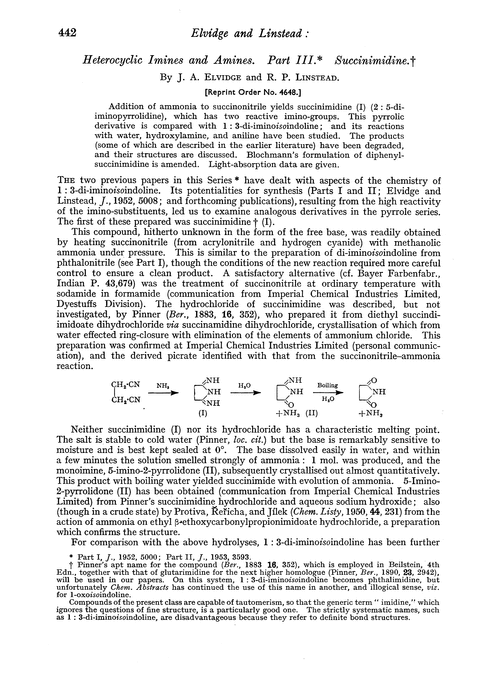 Heterocyclic imines and amines. Part III. Succinimidine