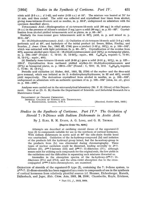 Studies in the synthesis of cortisone. Part IV. The oxidation of steroid 7 : 9-dienes with sodium dichromate in acetic acid