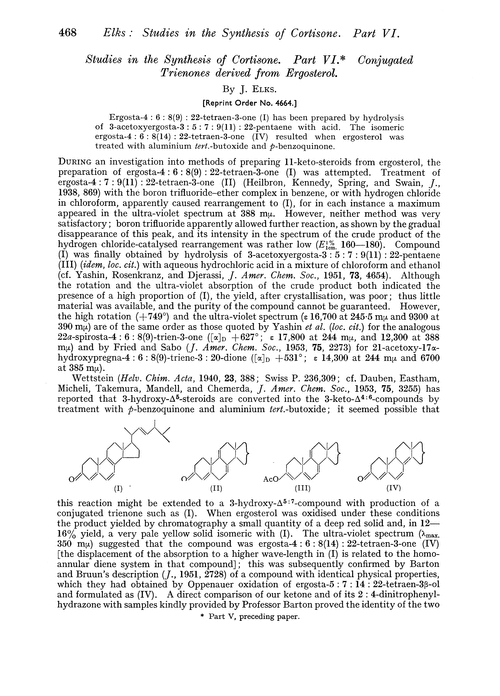 Studies in the synthesis of cortisone. Part VI. Conjugated trienones derived from ergosterol