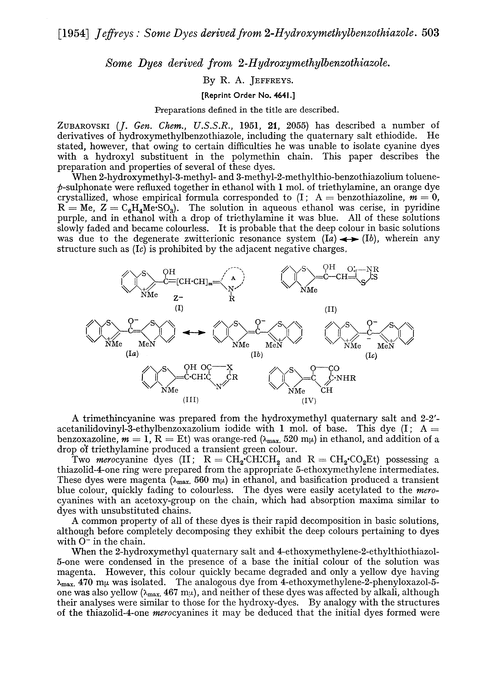 Some dyes derived from 2-hydroxymethylbenzothiazolè