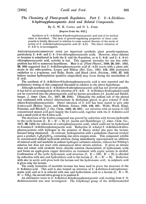 The chemistry of plant-growth regulators. Part I. 2 : 4-Dichloro-6-hydroxyphenoxyacetic acid and related compounds