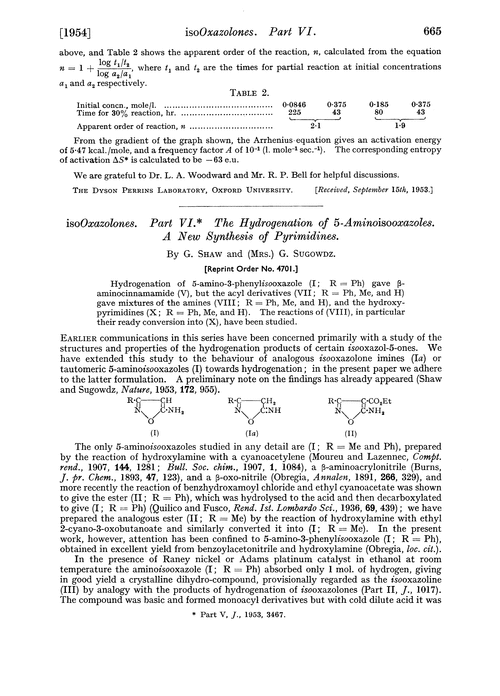 isoOxazolones. Part VI. The hydrogenation of 5-aminoisooxazoles. A new synthesis of pyrimidines