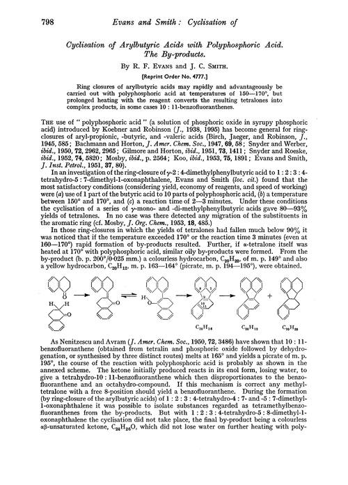 Cyclisation of arylbutyric acids with polyphosphoric acid. The by-products