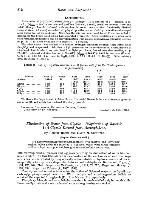 Elimination of water from glycols. Dehydration of racemic 1 : 4-glycols derived from acenaphthene