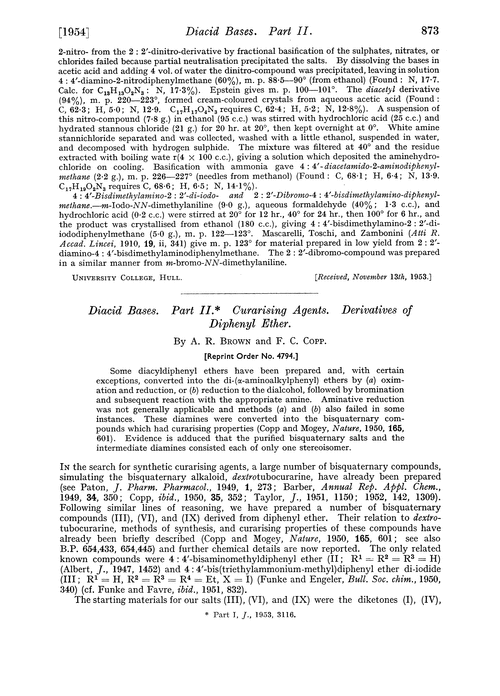Diacid bases. Part II. Curarising agents. Derivatives of diphenyl ether