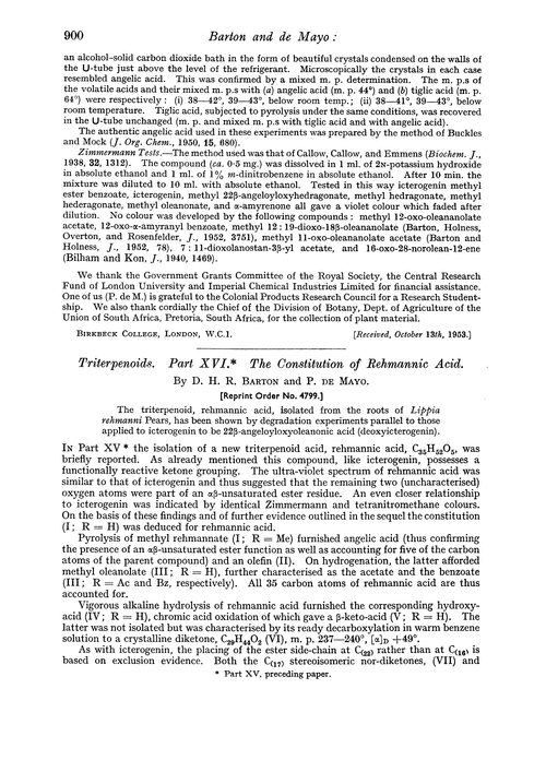 Triterpenoids. Part XVI. The constitution of rehmannic acid