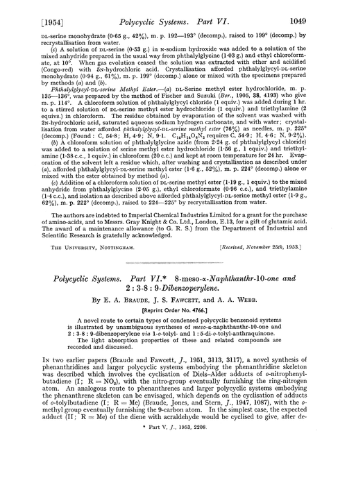 Polycylic systems. Part VI. 8-meso-α-Naphthanthr-10-one and 2 : 3-8 : 9-dibenzoperylene