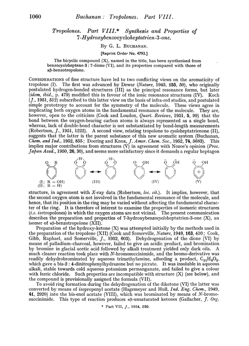 Tropolones. Part VIII. Synthesis and properties of 7-hydroxybenzocycloheptatrien-3-one