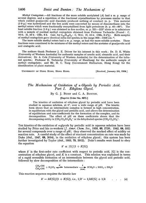 The mechanism of oxidation of α-glycols by periodic acid. Part I. Ethylene glycol
