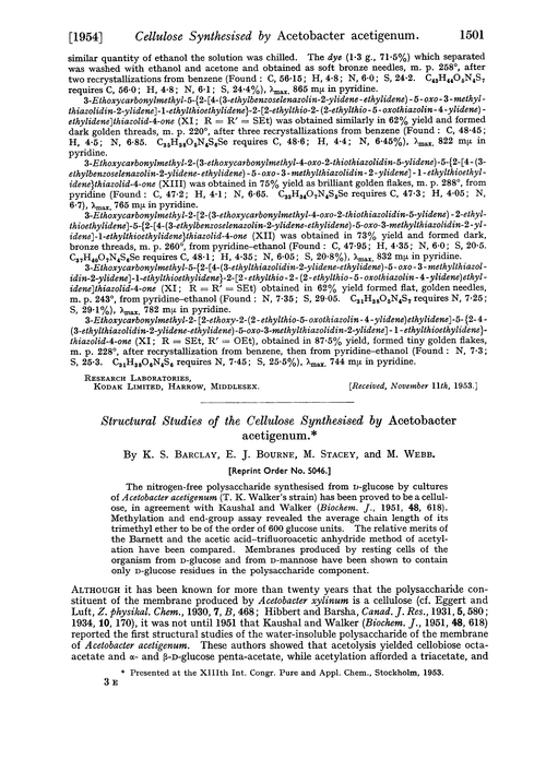 Structural studies of the cellulose synthesised by Acetobacter acetigenum