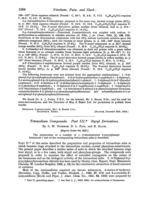 Tetrazolium compounds. Part III. Styryl derivatives