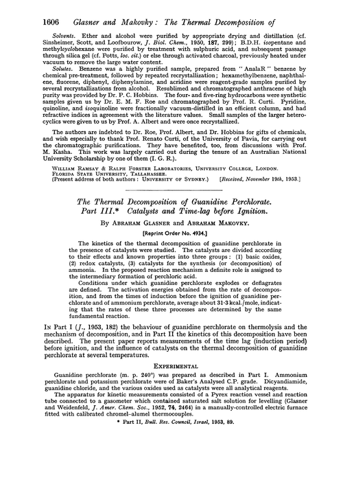The thermal decomposition of guanidine perchlorate. Part III. Catalysts and time-lag before ignition