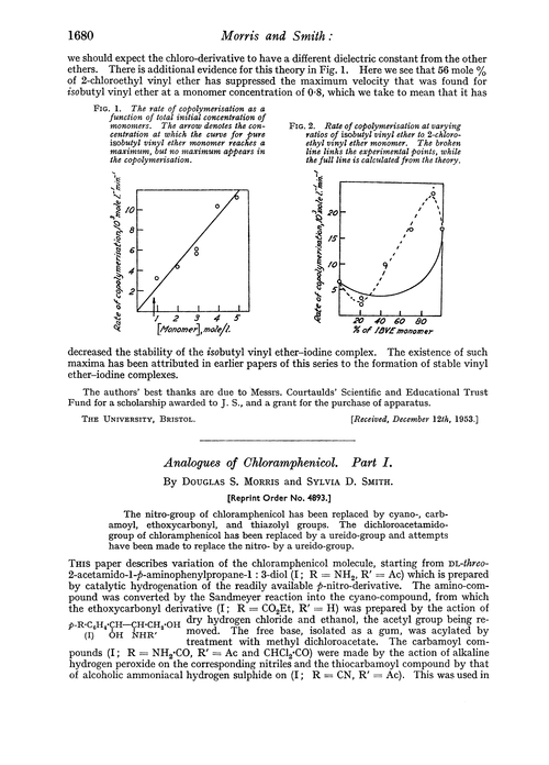 Analogues of chloramphenicol. Part I