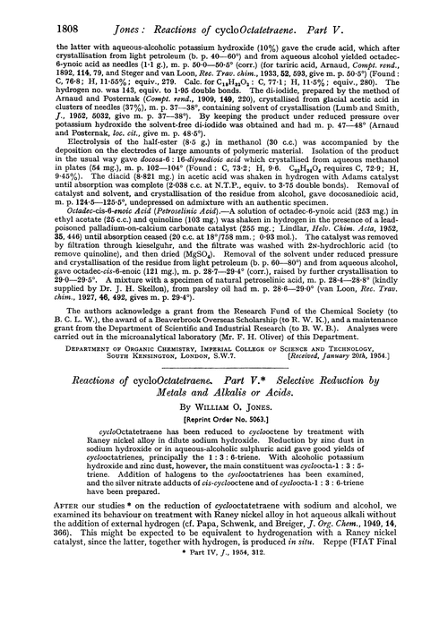 Reactions of cyclooctatetraene. Part V. Selective reduction by metals and alkalis or acids