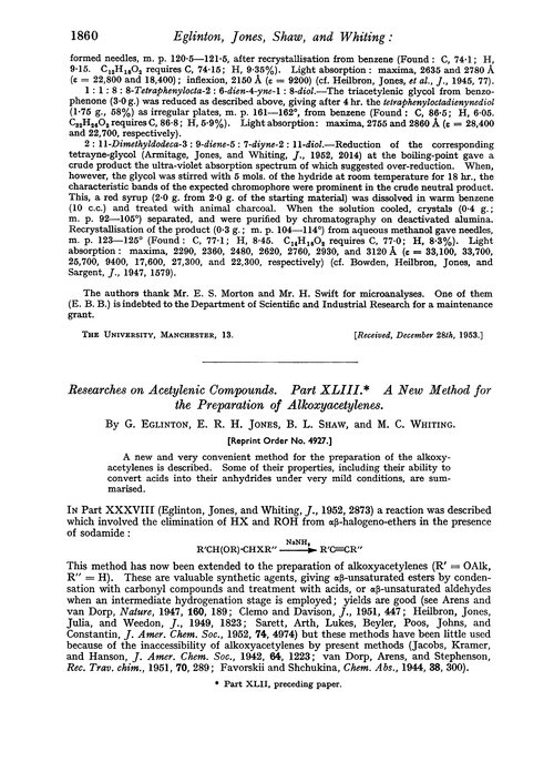 Researches on acetylenic compounds. Part XLIII. A new method for the preparation of alkoxyacetylenes