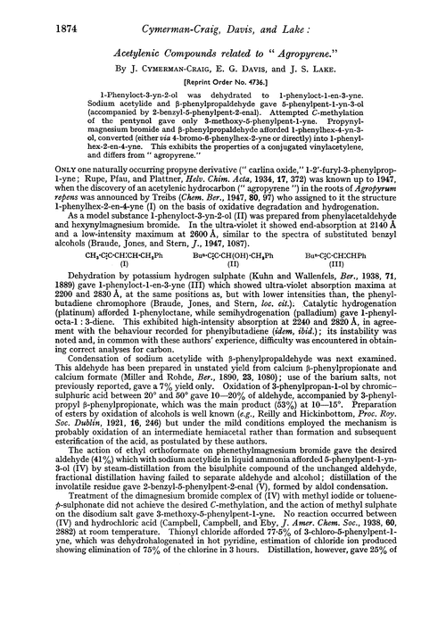 Acetylenic compounds related to “ agropyrene.”