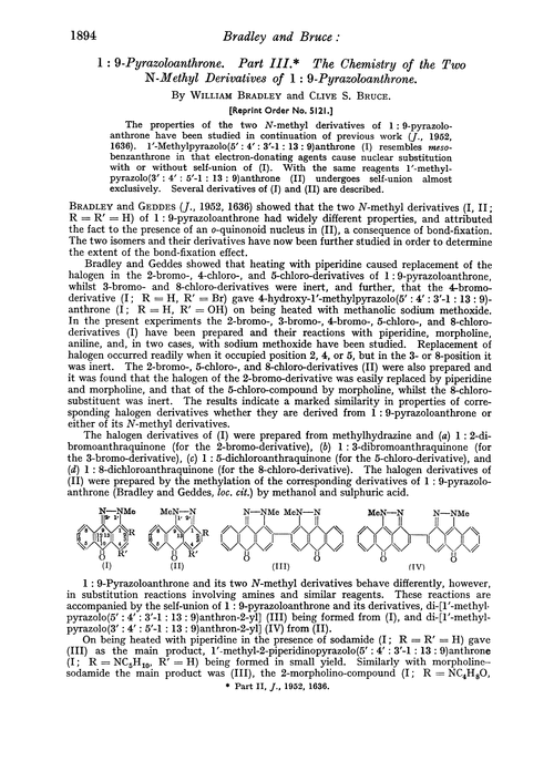 1 : 9-Pyrazoloanthrone. Part III. The chemistry of the two N-methyl derivatives of 1 : 9-pyrazoloanthrone