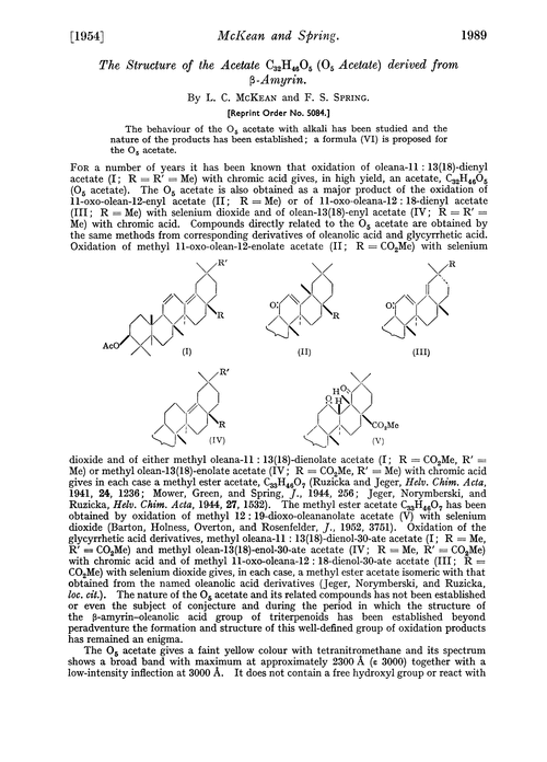 The structure of the acetate C32H46O5(O5 acetate) derived from β-amyrin