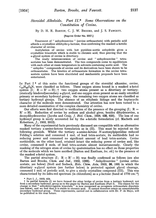 Steroidal alkaloids. Part II. Some observations on the constitution of cevine