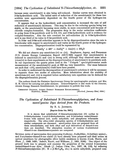 The cyclization of substituted N-thiocarbamoylglycines, and some merocyanine dyes derived from the products