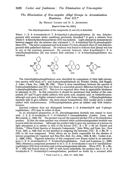 The elimination of non-angular alkyl groups in aromatisation reactions. Part III