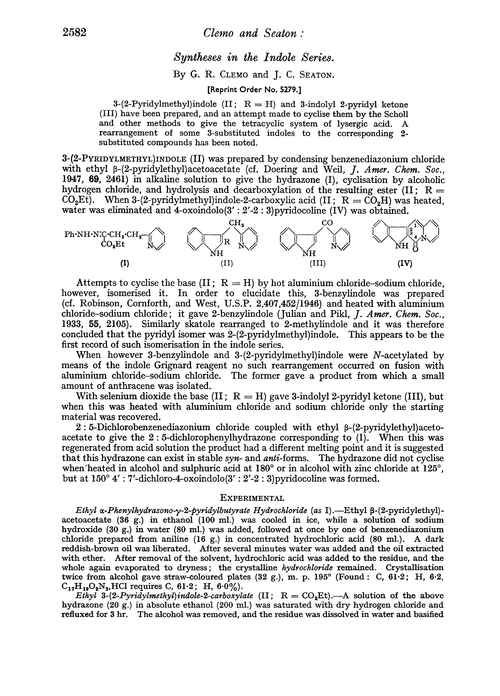 Syntheses in the indole series
