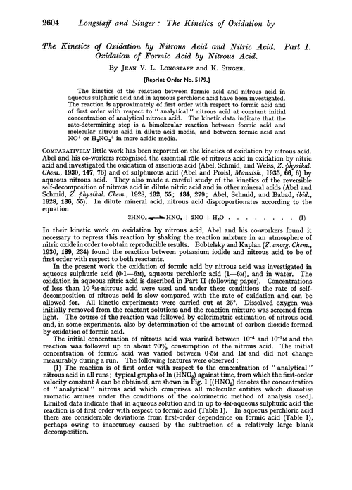 The kinetics of oxidation by nitrous acid and nitric acid. Part I. Oxidation of formic acid by nitrous acid