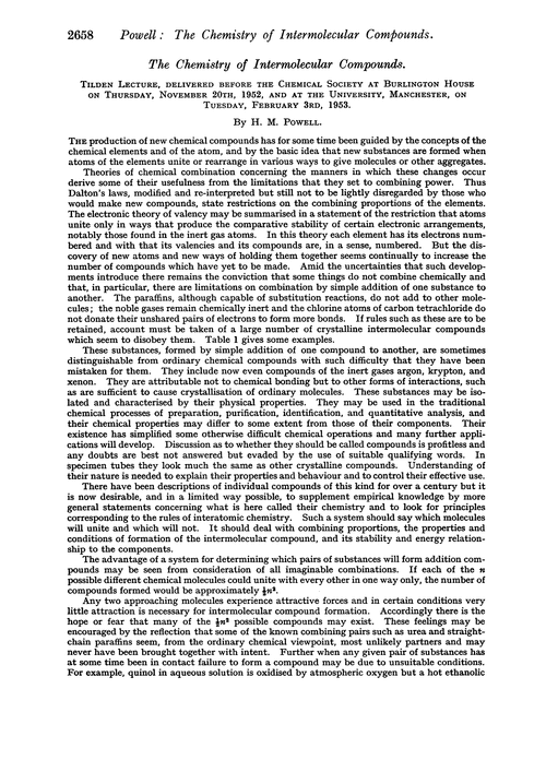 The chemistry of intermolecular compounds