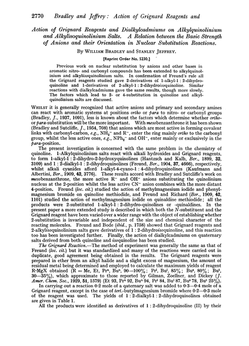 Action of grignard reagents and dialkylcadmiums on alkylquinolinium and alkylisoquinolinium salts. A relation between the basic strength of anions and their orientation in nuclear substitution reactions