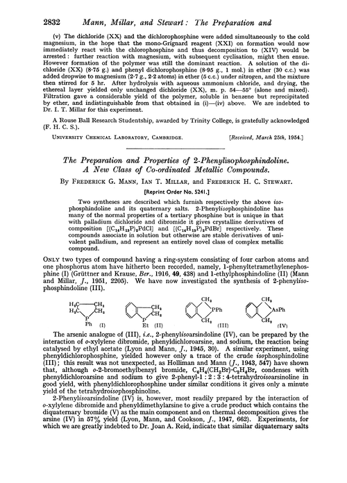 The preparation and properties of 2-phenylisophophindoline. A new class of co-ordinated metallic compounds