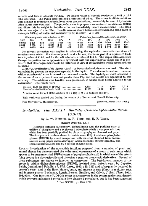 Nucleotides. Part XXIX. Synthetic uridine-diphosphate-glucose (UDPG)
