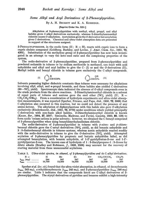 Some alkyl and acyl derivatives of 2-phenacylpyridine