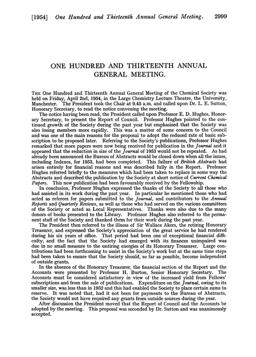 One Hundred and Thirteenth Annual General Meeting
