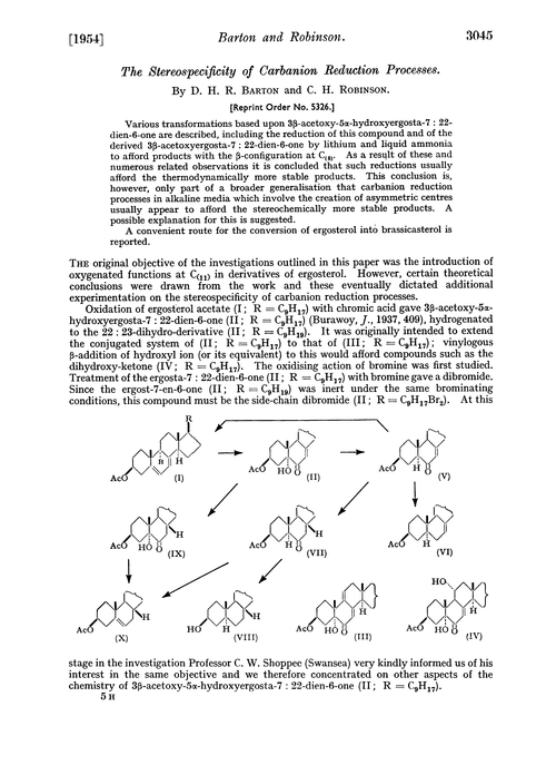 The stereospecificity of carbanion reduction processes