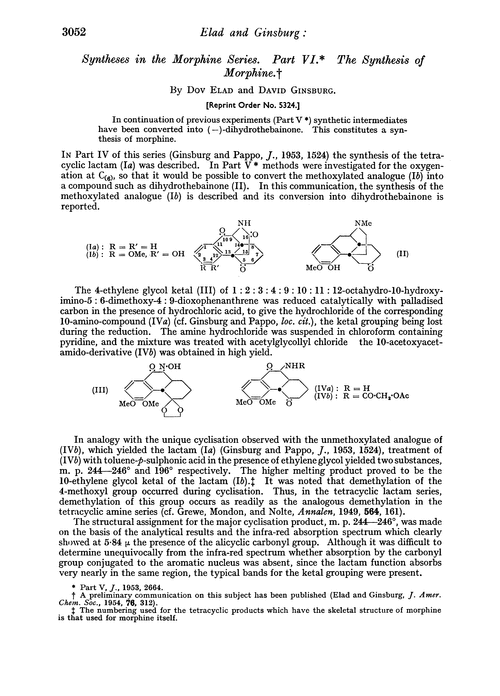 Syntheses in the morphine series. Part VI. The synthesis of morphine