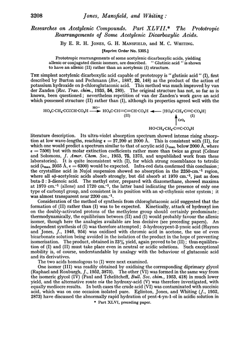 Researches on acetylenic compounds. Part XLVII. The prototropic rearrangements of some acetylenic dicarboxylic acids