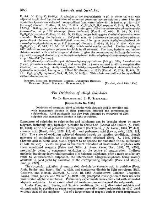 The oxidation of alkyl sulphides