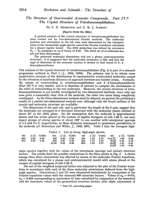 The structure of overcrowded aromatic compounds. Part IV. The crystal structure of tetrabenzonaphthalene