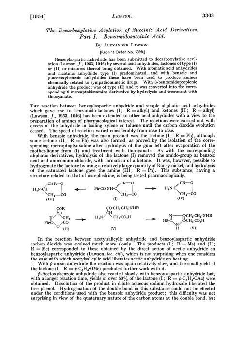 The decarboxylative acylation of succinic acid derivatives. Part I. Benzamidosuccinic acid