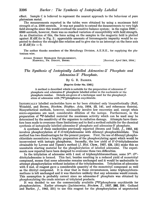 The synthesis of isotopically labelled adenosine-2′ phosphate and adenosine-3′ phosphate