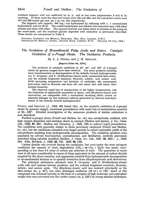The oxidation of monoethenoid fatty acids and esters. Catalytic oxidation of N-propyl oleate. The oxidation products