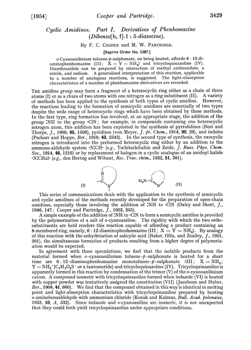 Cyclic amidines. Part I. Derivatives of phenhomazine (dibenzo[b, f]-1 : 5-diazocine)