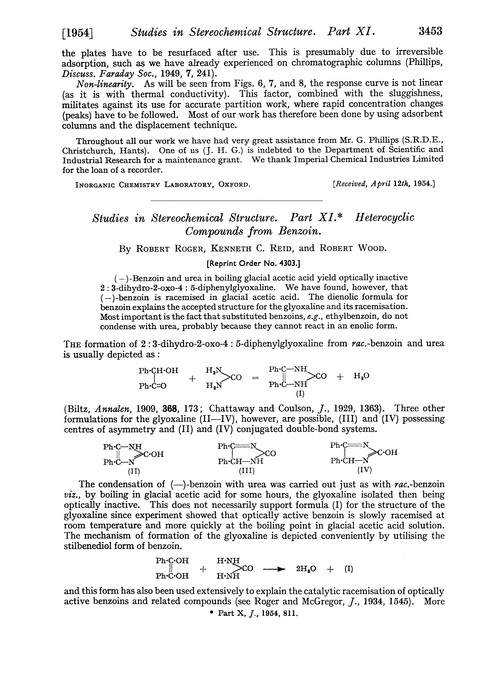 Studies in stereochemical structure. Part XI. Heterocyclic compounds from benzoin