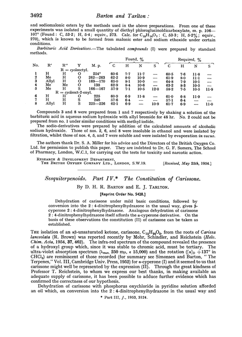 Sesquiterpenoids. Part IV. The constitution of carissone
