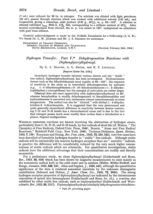 Hydrogen transfer. Part V. Dehydrogenation reactions with diphenylpicrylhydrazyl