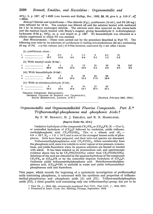 Organometallic and organometalloidal fluorine compounds. Part X. Trifluoromethyl-phosphonous and -phosphonic acids