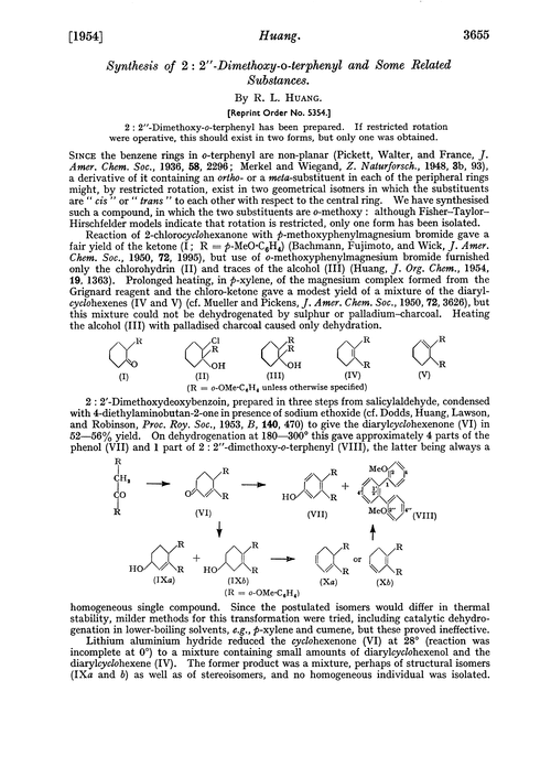 Synthesis of 2 : 2″-dimethoxy-o-terphenyl and some related substances