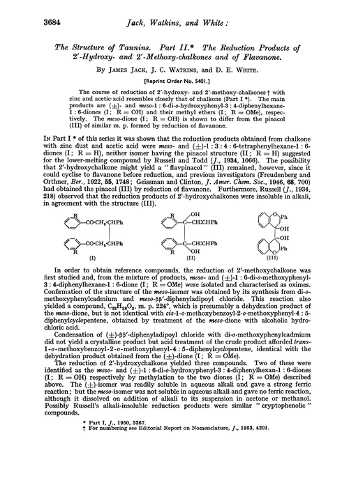 The structure of tannins. Part II. The reduction products of 2′-hydroxy- and 2′-methoxy-chalkones and of flavanone