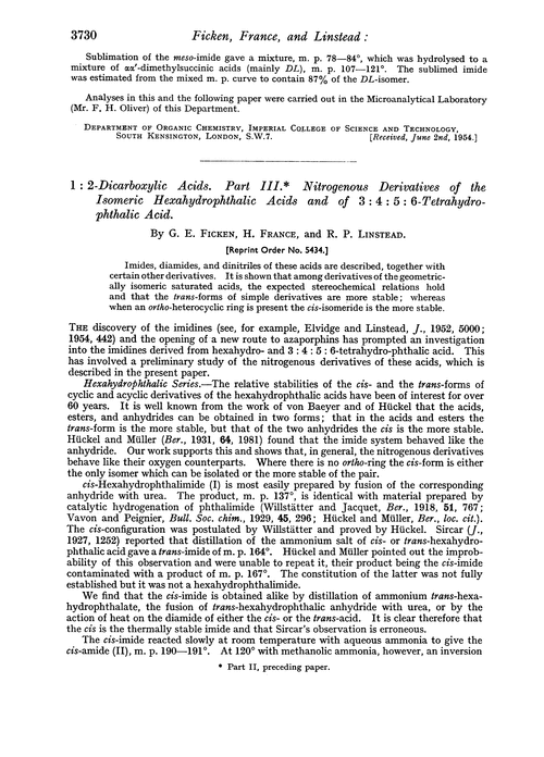 1 : 2-Dicarboxylic acids. Part III. Nitrogenous derivatives of the isomeric hexahydrophthalic acids and of 3 : 4 : 5 : 6-tetrahydrophthalic acid